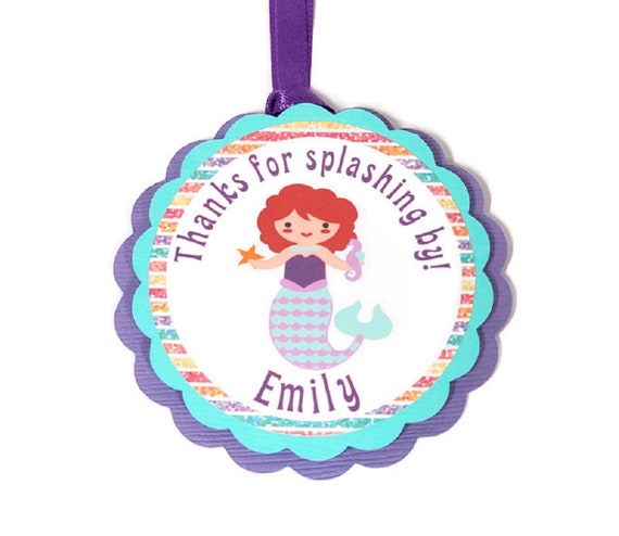 Mermaid Favor Tags, Under The Sea Girl Birthday Party Decorations, Mermaid Party Favor Tags Personalized with Name, Lavender & Mint Green Il_570xn