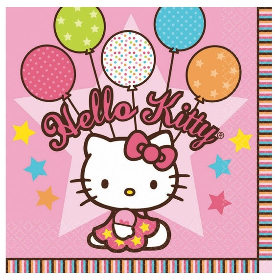 Hello Kitty Balloon Dreams Girl Birthday Party Lunch Dinner Napkins Il_570xn