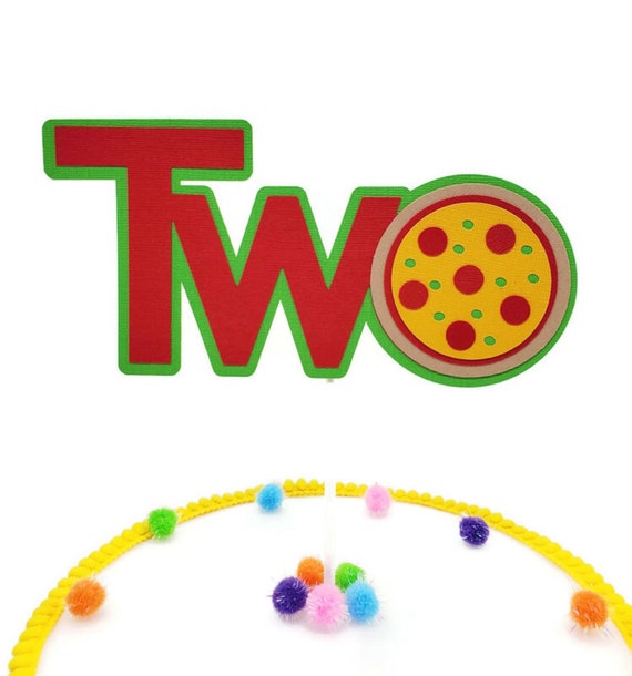 Pizza TWO Cake Topper, Second Birthday Cake Topper, Boy Girl 2nd Birthday Pizza Party Decorations, Smash Cake Topper Il_570xn