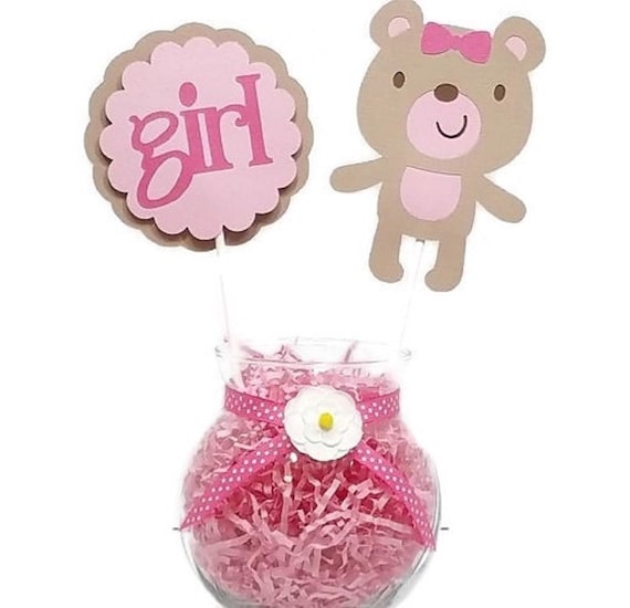Baby Girl Teddy Bear Shower Centerpiece Sticks, Cake Toppers, Girl Baby Shower Party Decorations Il_570xn