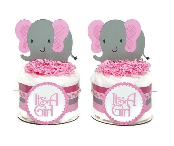 baby girl elephant diaper cake