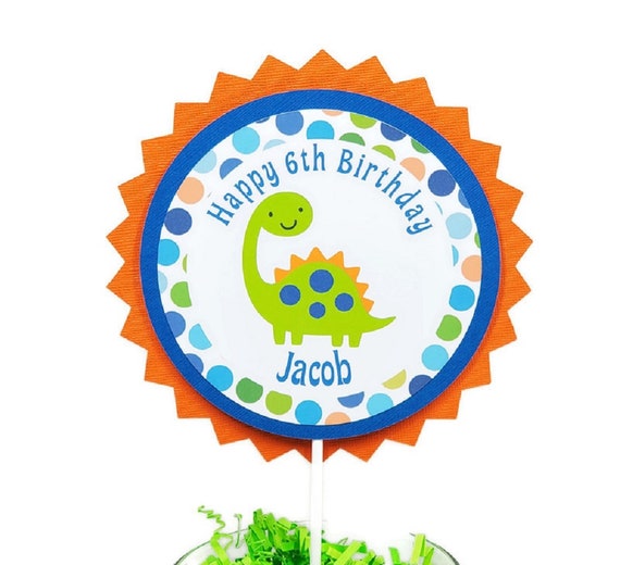Dinosaur Cake Topper Reptile Themed Boy Birthday Party Decorations Personalized With Name and Age Il_570xn
