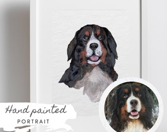Hand painted - Original painting- Custom Pet portrait from photo - commemorative gift portrait