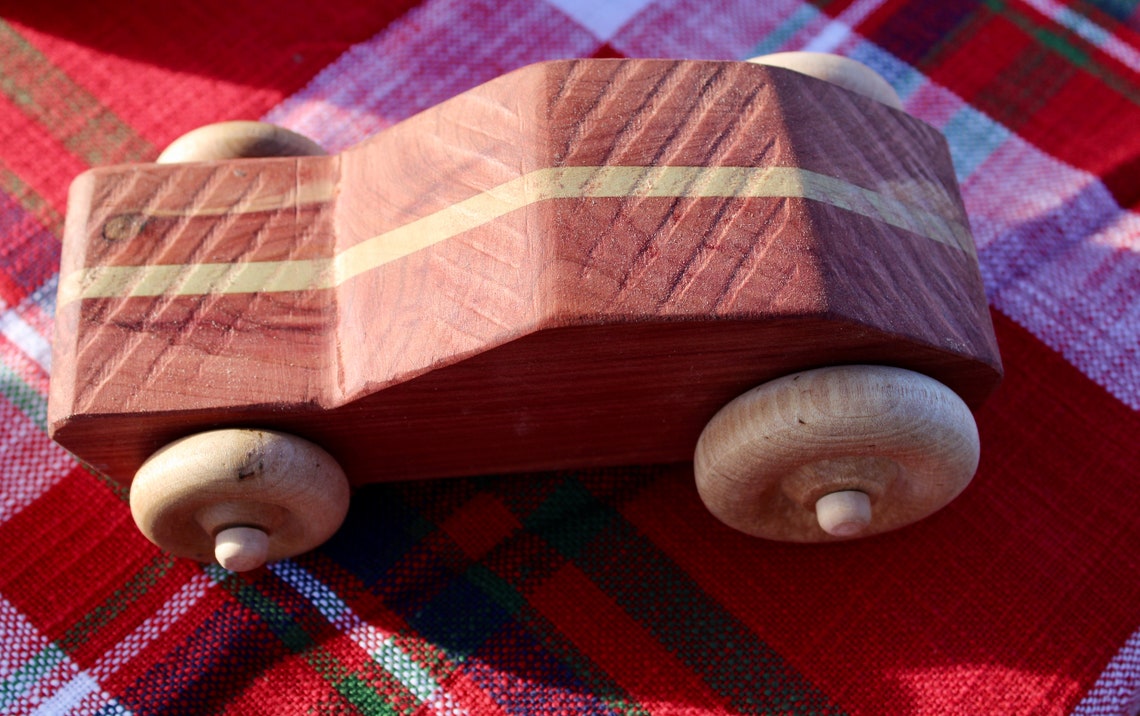 Wooden Cedar Car with Detail Stripe Etsy