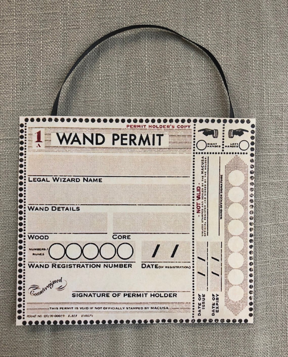 Harry Potter 'Wand Permit' Blank Paper Christmas | Etsy