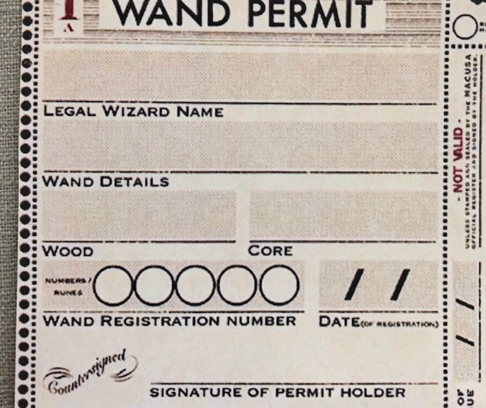 Harry Potter 'Wand Permit' Blank Paper Christmas | Etsy