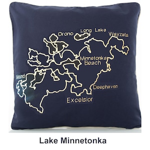 Minnesota Lake Map 12&quot; x 12&quot; Pillows