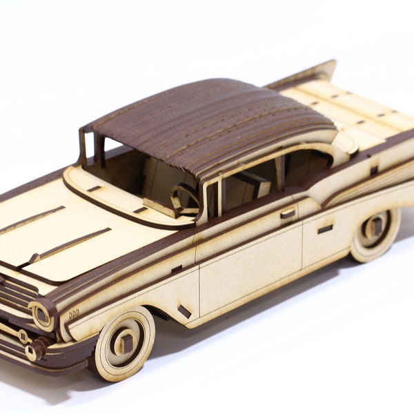 3D Auto Puzzle | 57 Chevy Bel Air Auto Puzzle | 3mm MDF Holz Puzzle | @ 169 Teile 3D Puzzle | HERAUSFORDERN | Keine Anleitung (KEIN Modell)