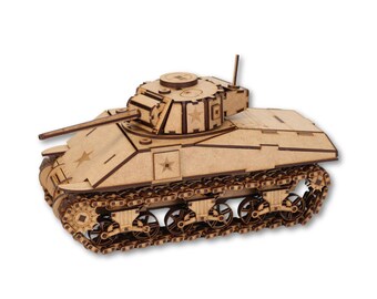 armored tank vehicle 3d wood puzzle — 985-piece self-assembly