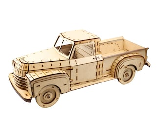 Vintage 3D Truck Puzzle | Laser Cut MDF Wood | Handmade Toy & Decor