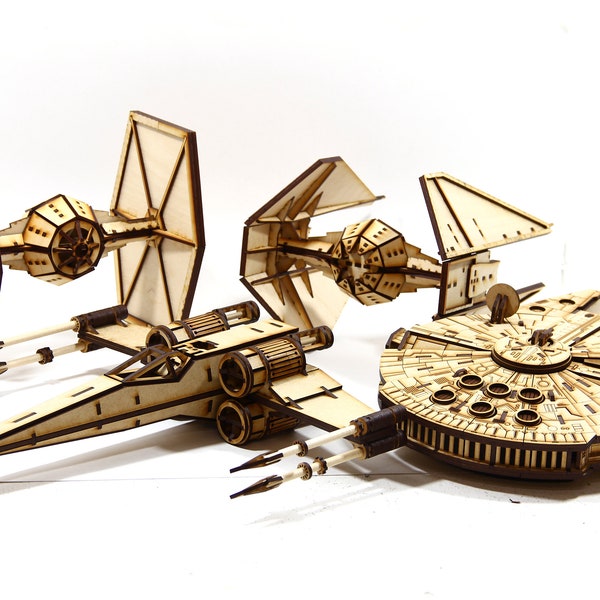 4 3D Spaceship Puzzles | 3mm MDF Wood Puzzles | Self Assembly | NOT Models | Limited Instructions