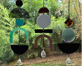 architectural suncatcher collection • geometric window hanging set • modern acrylic prism decor