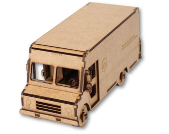 delivery truck 3d wood puzzle — 105-piece self-assembly
