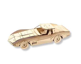 classic sports car 3d wood puzzle — 138-piece self-assembly