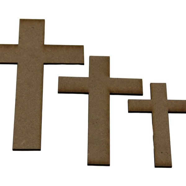 Wood Blank | Cross Blank | 3mm MDF | Cross MDF Blanks for Crafting Signs Models Easter Decor | Unfinished | Laser Cut Cross Blanks | 3 Sizes