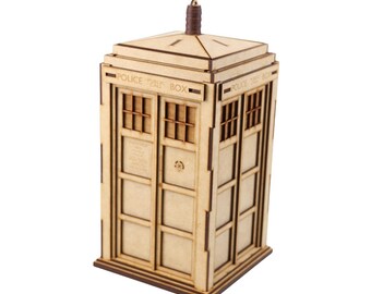 time travel police box 3d wood puzzle — 48-piece self-assembly