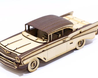 classic vintage car 3d wood puzzle — 169-piece self-assembly