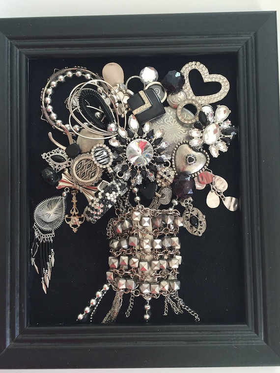 Jewelry Wall Art Framed Jewelry Art Framed Jewelry Flowers Etsy
