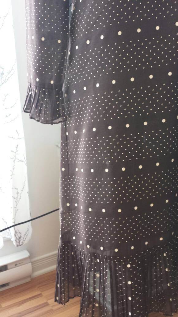 1960s-70s Brown Polkadot Shift Dress With Lovely Pleated Trims - Etsy