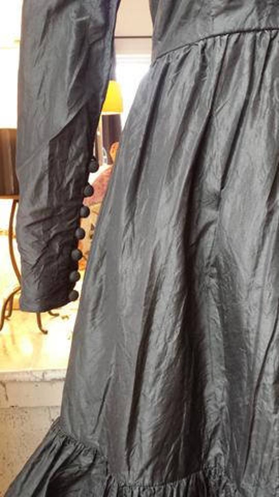 1960s Harold Levine original black taffeta dress w
