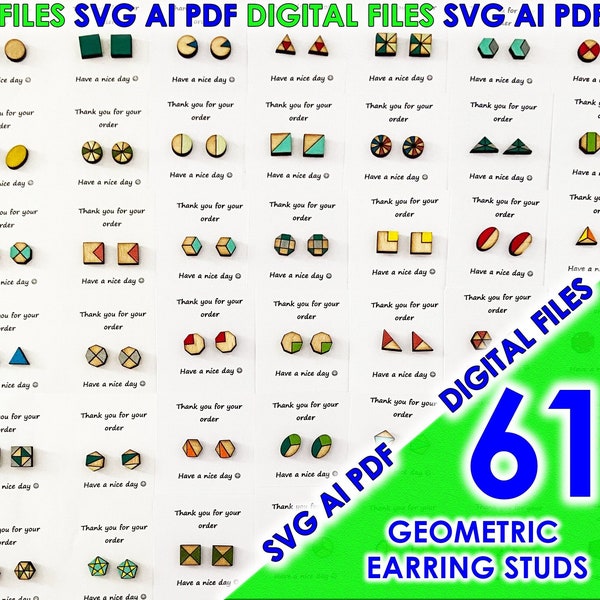 Geometric Minimalist Stud Earrings SVG • Basic Geometry • SVG Bundle • Glowforge Cricut Laser Cut Template • Wood Acrylic Metal DIY