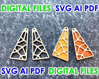Geometric Minimalist Earrings SVG •  Glowforge Cricut Laser Cut Template • Wood Acrylic Metal DIY • Wood Leather Laser Cut File