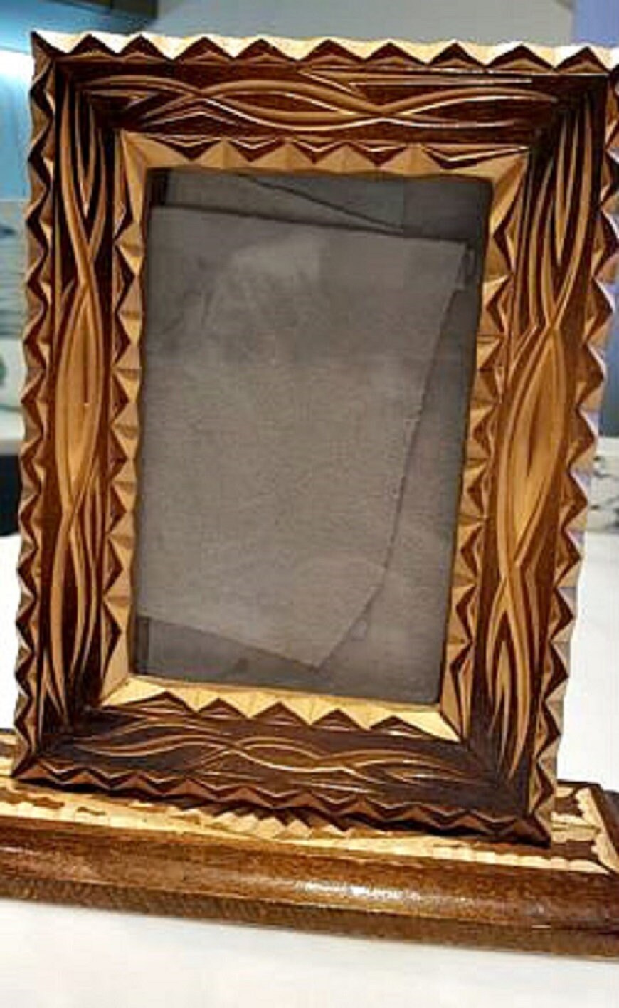 Photo frame tabletop wood carving. Handmade carved artistic Etsy