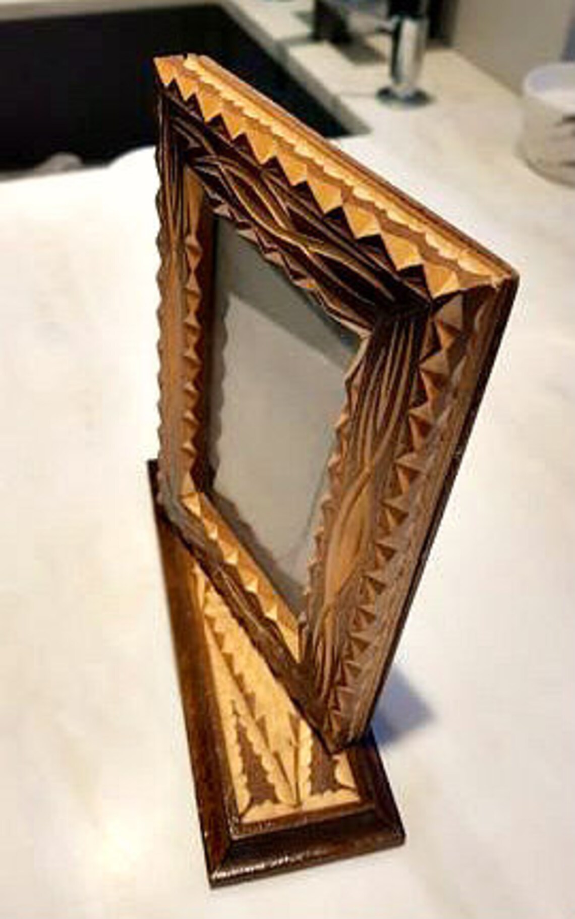 Photo frame tabletop wood carving. Handmade carved artistic Etsy