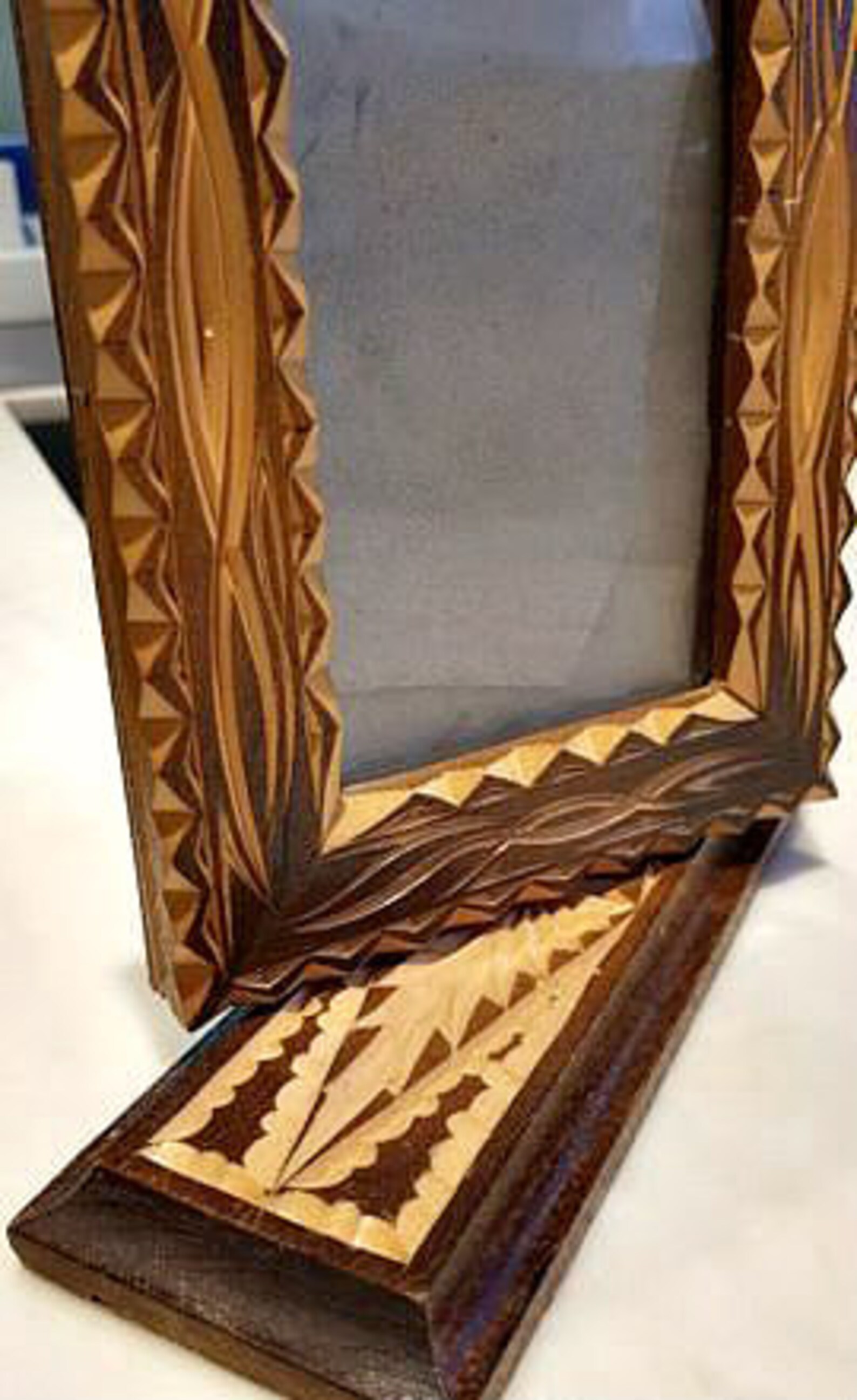 Photo frame tabletop wood carving. Handmade carved artistic Etsy