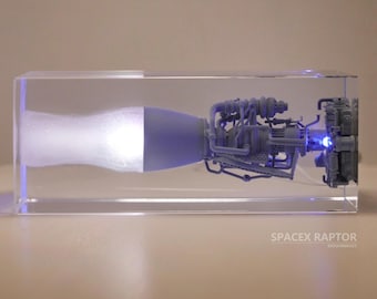 SpaceX Raptor Engine Resin Diorama Lamp, Starship Rocket Sculpture