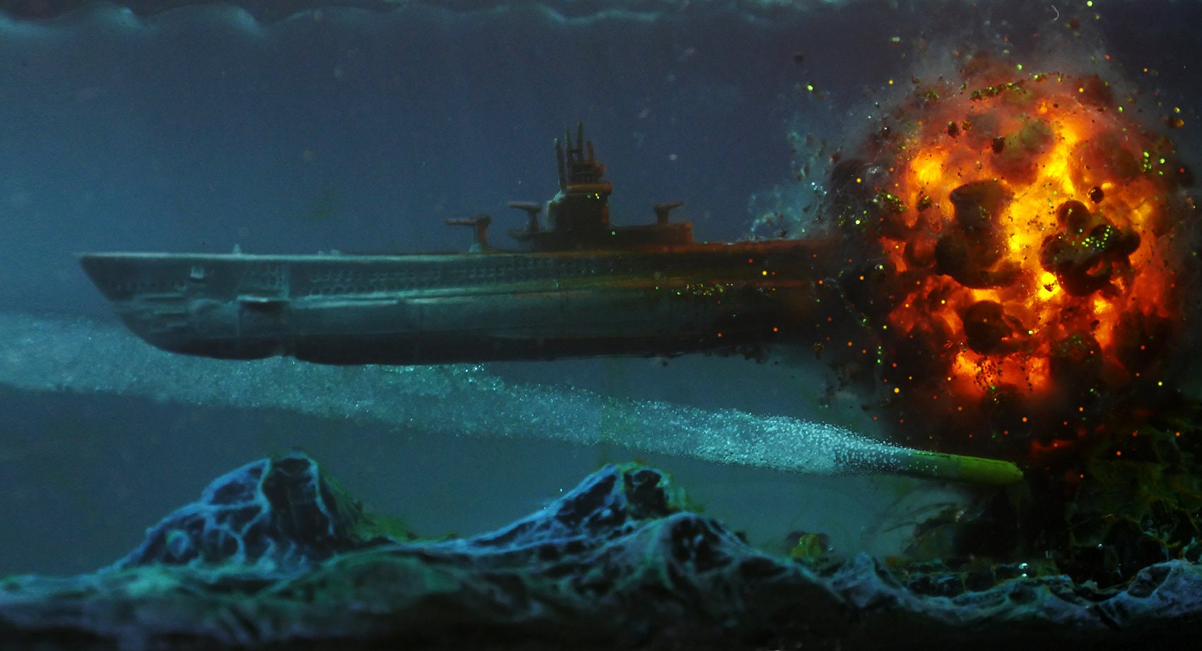 E.F.S.F. LEDディオラマ Submarine Diorama Resin Lamp, Military Warship Explosion