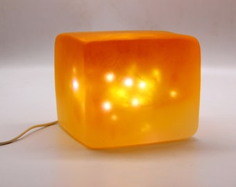 Kunstharz Lampe, Kunst Nachtlicht, Orange, Wohnkultur Kunst, einzigartige Lampen, Transparent, einzigartiges Geschenk, Quadratische Lichter, Sternlichter, magische Lichter, warm