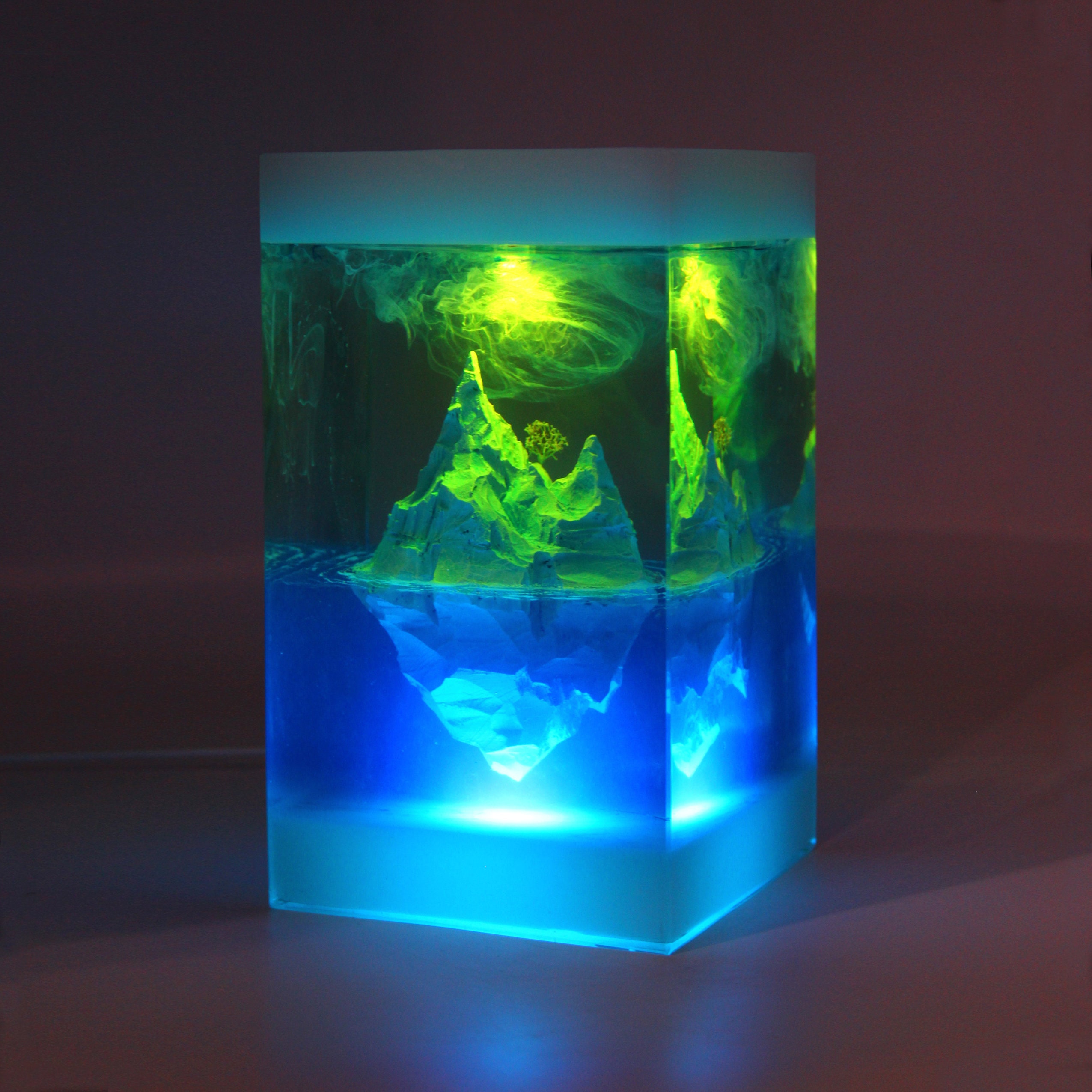 Art lamp decor Resin lamp Resin art Unique lamp Cube Etsy