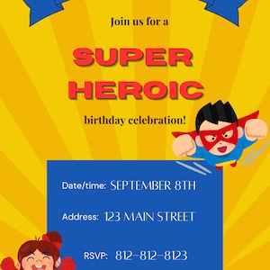 Printable Superhero Birthday Invitation