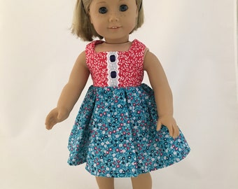 Fits   18 inch dolls; dress; Homemade and ready to ship.