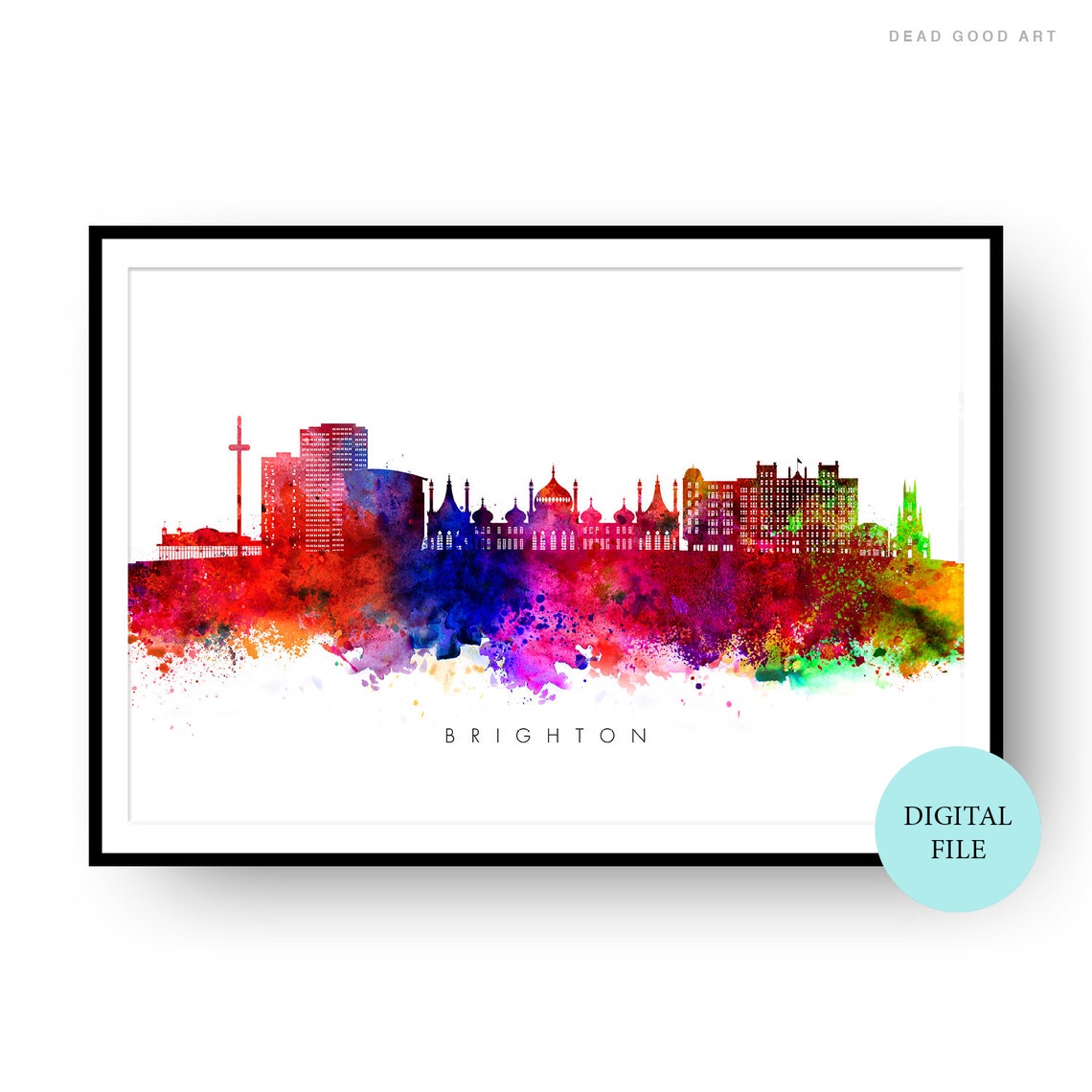 Brighton Skyline PRINTABLE Multicolor On White England UK Etsy
