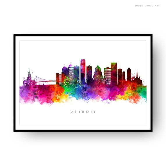 Detroit Skyline Michigan Cityscape Art Print Wall - Detroit Skyline Wall Art Detroit Skyline Michigan Cityscape Art Print Wall - Detroit Skyline Wall Art
