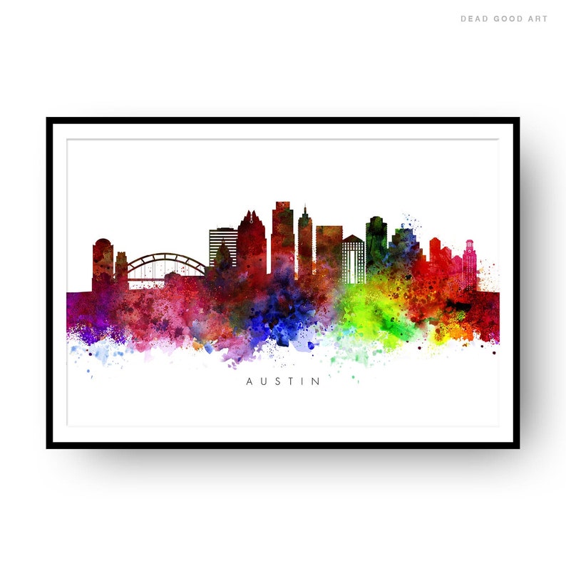 Austin Skyline Austin Texas Cityscape Art Print Wall Art Etsy