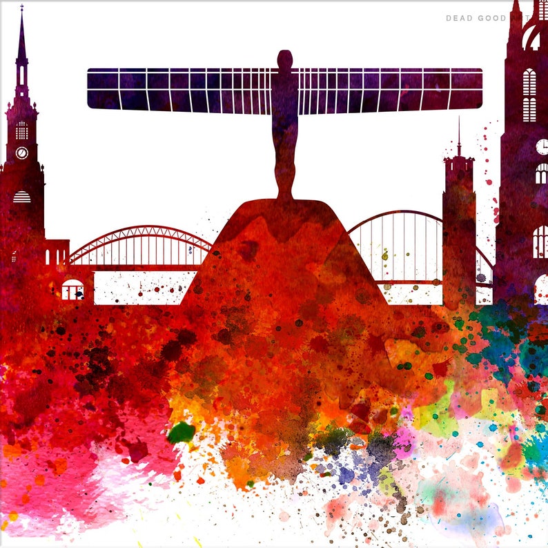 Newcastle England Skyline Cityscape Art Print Wall Art Etsy