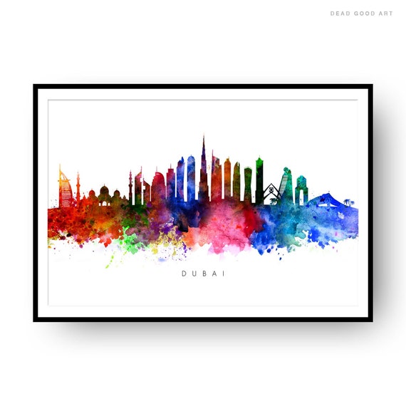 Cityscape Gift PRINT Home Decor Dubai Skyline Print Watercolor Print Watercolor Art Abu Dhabi Dubai Wall Art UAE City Poster