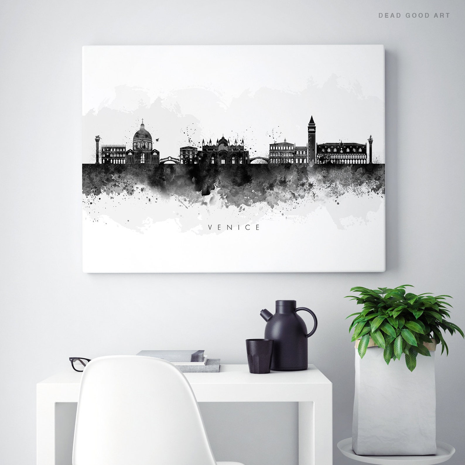 venice-skyline-printable-nero-bianco-acquerello-italia-etsy