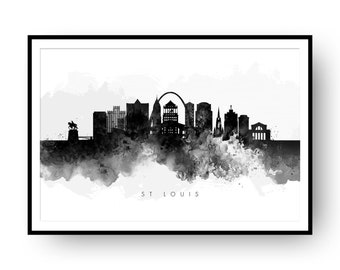 St Louis Skyline, St Louis Missouri Cityscape Art Print, Wall Art, Watercolor, Watercolour Art Decor – SWSTL05