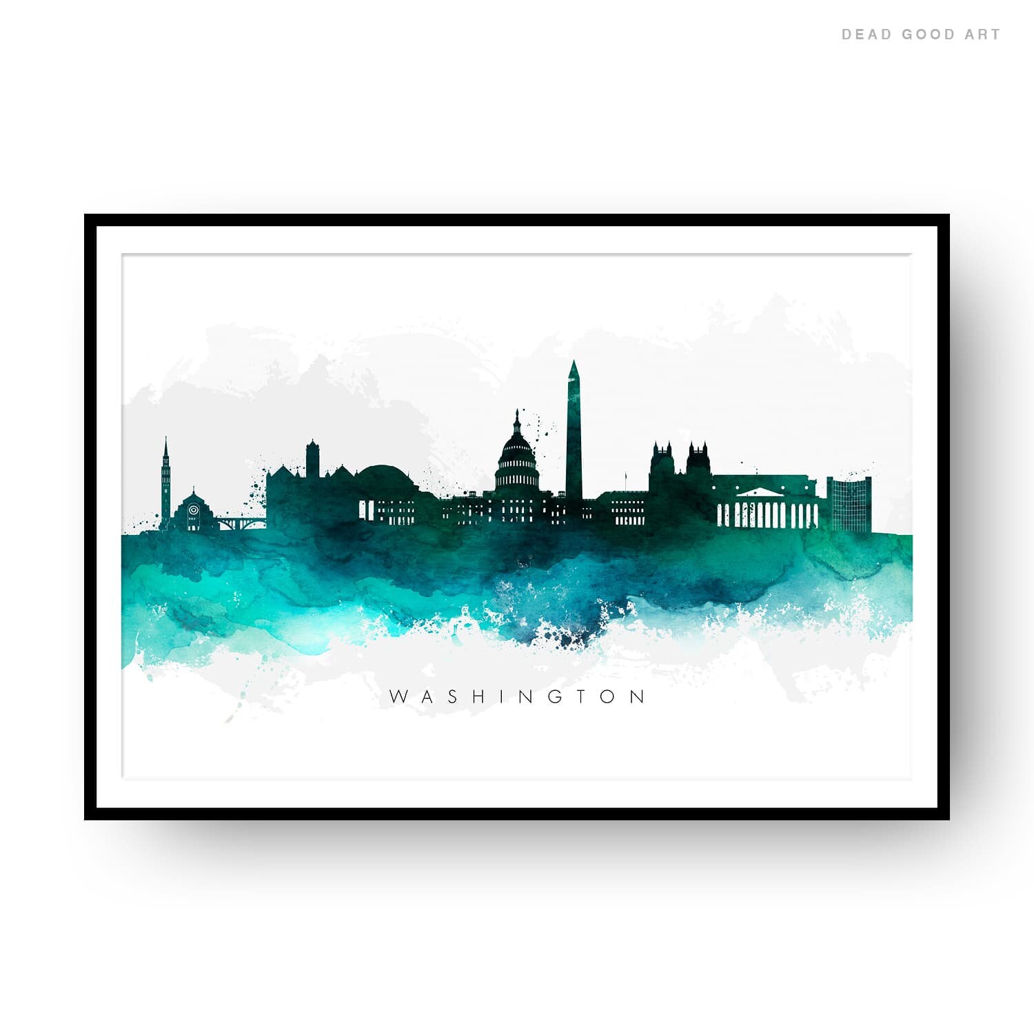 Washington DC Watercolor Skyline 2 Cityscape Art Print Wall | Etsy