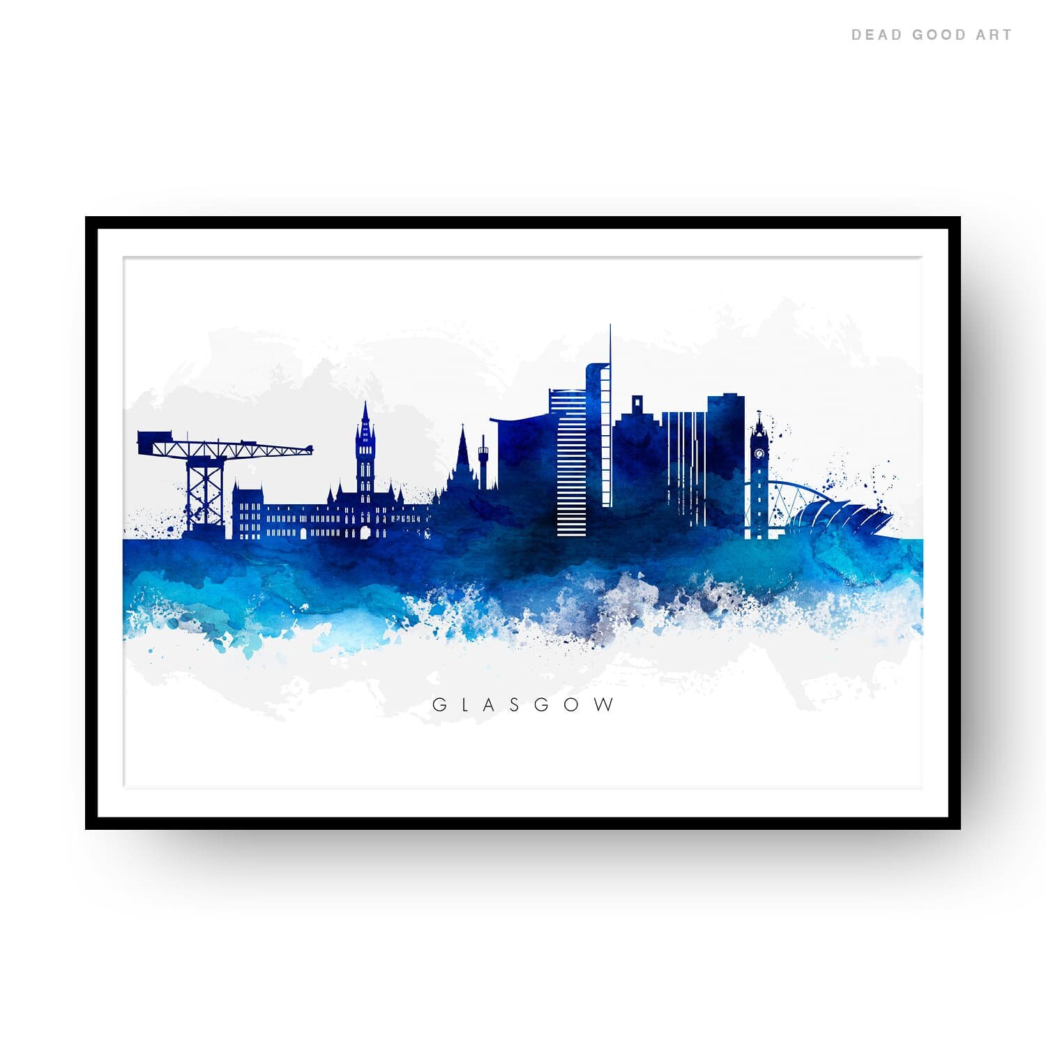 Glasgow Skyline Cityscape Art Print Wall Art Watercolor Etsy UK
