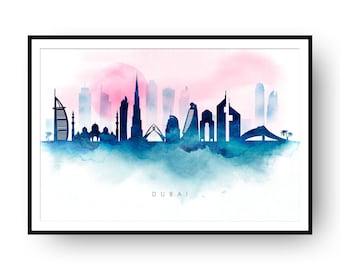 SKU 0103 Dubai skyline in watercolor background