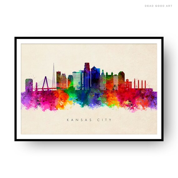 Kansas City Skyline Art Modern Wall Art Kansas City Missouri Watercolor Cityscape Home Office Decor Printable Art Kansas City Art Print Art & Collectibles Prints Sibawor.id