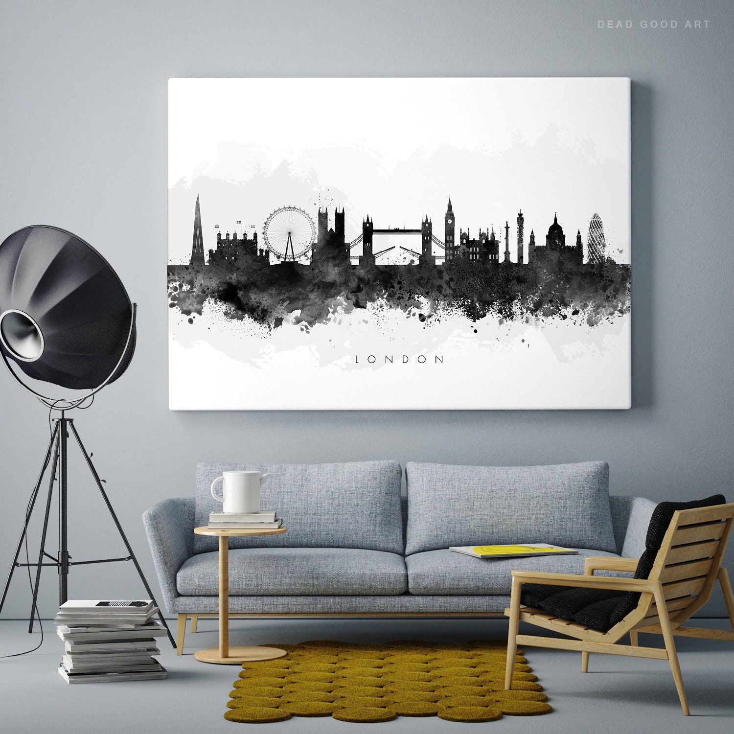 London Skyline PRINTABLE Black and White London Cityscape | Etsy