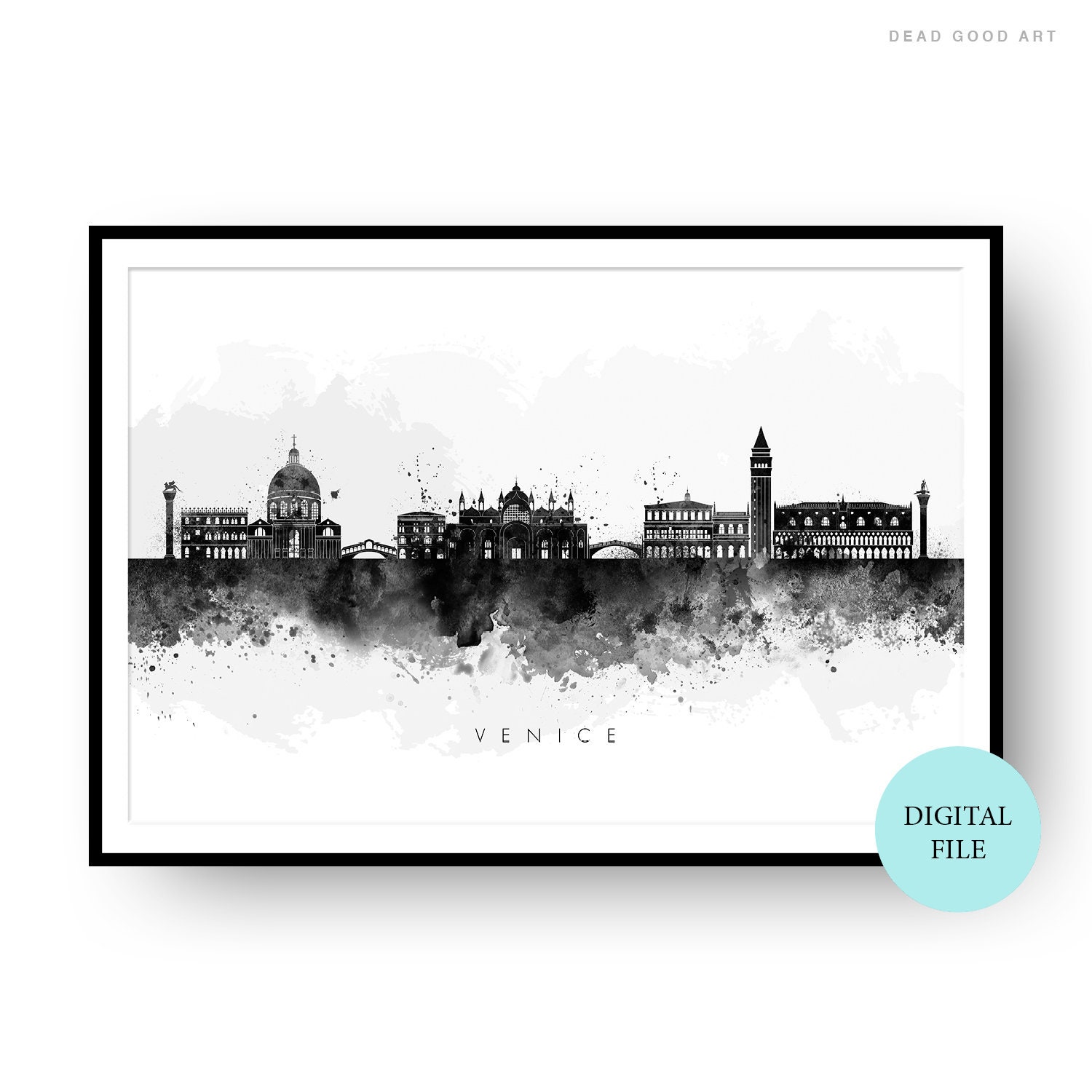 venice-skyline-printable-nero-bianco-acquerello-italia-etsy