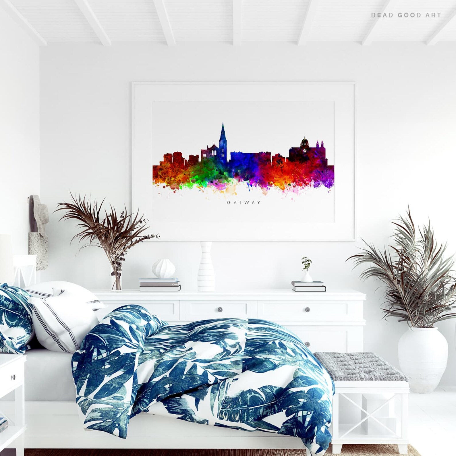 Galway Skyline Multicolor Watercolor Print Galway Poster Etsy