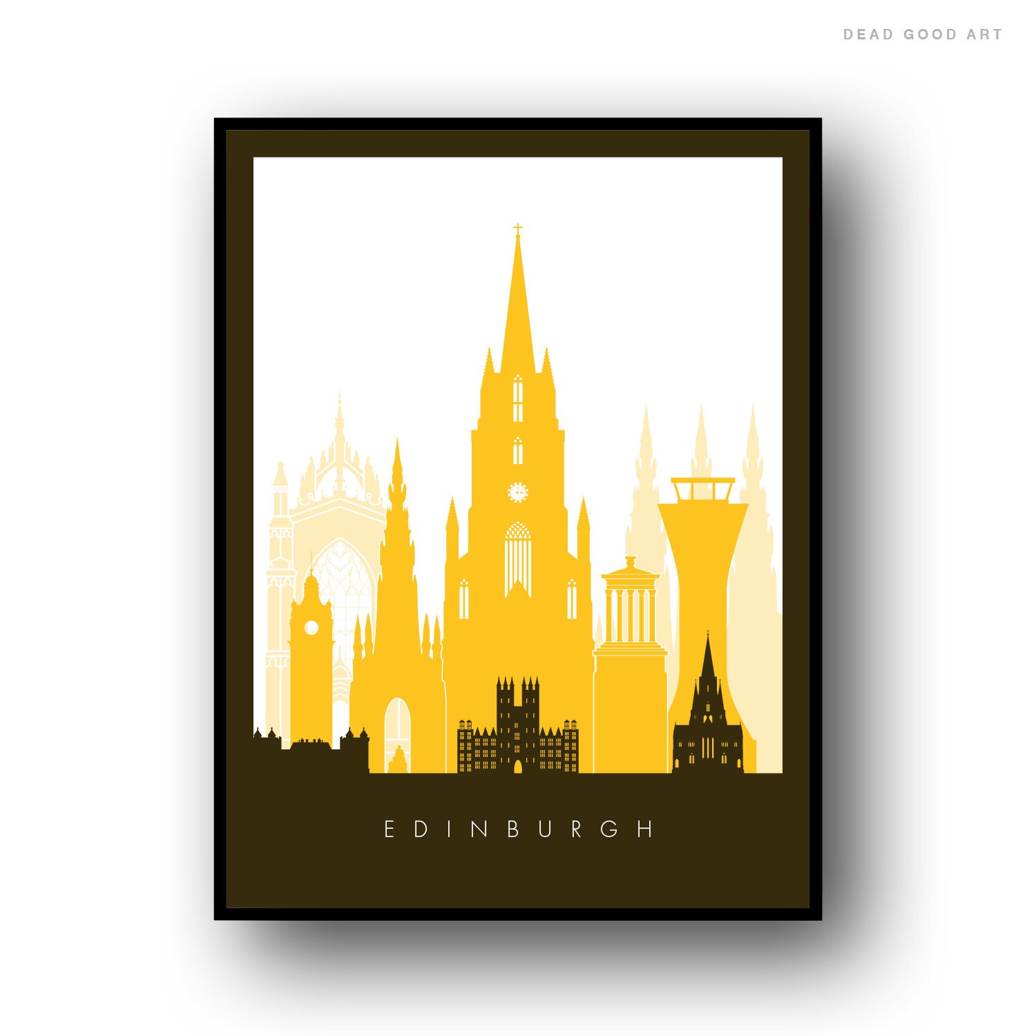 Edinburgh Travel Poster border Modern Skyline City Art Etsy